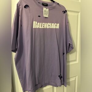 BALENCIAGA shirt never worn size L with tag.  Purple with distressed holes